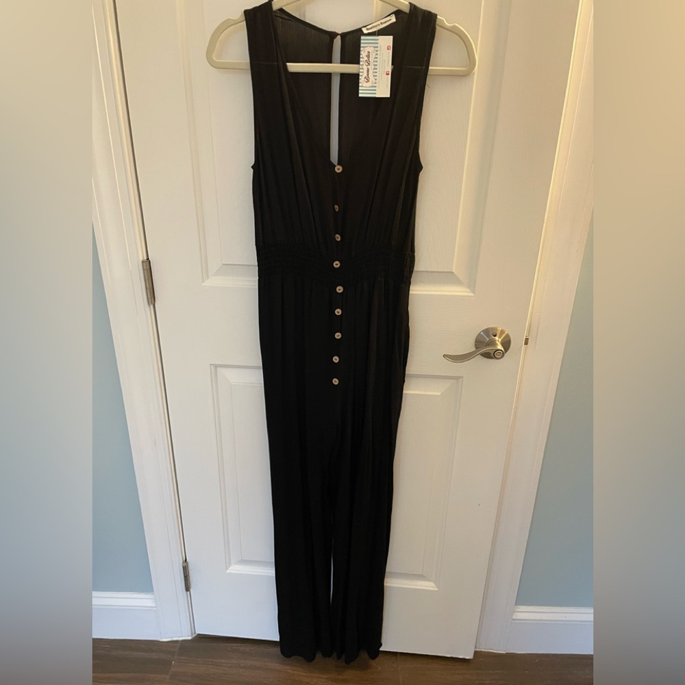 Women’s Black Sleeveless Jumpsuit. Sz. M NWT Rayon